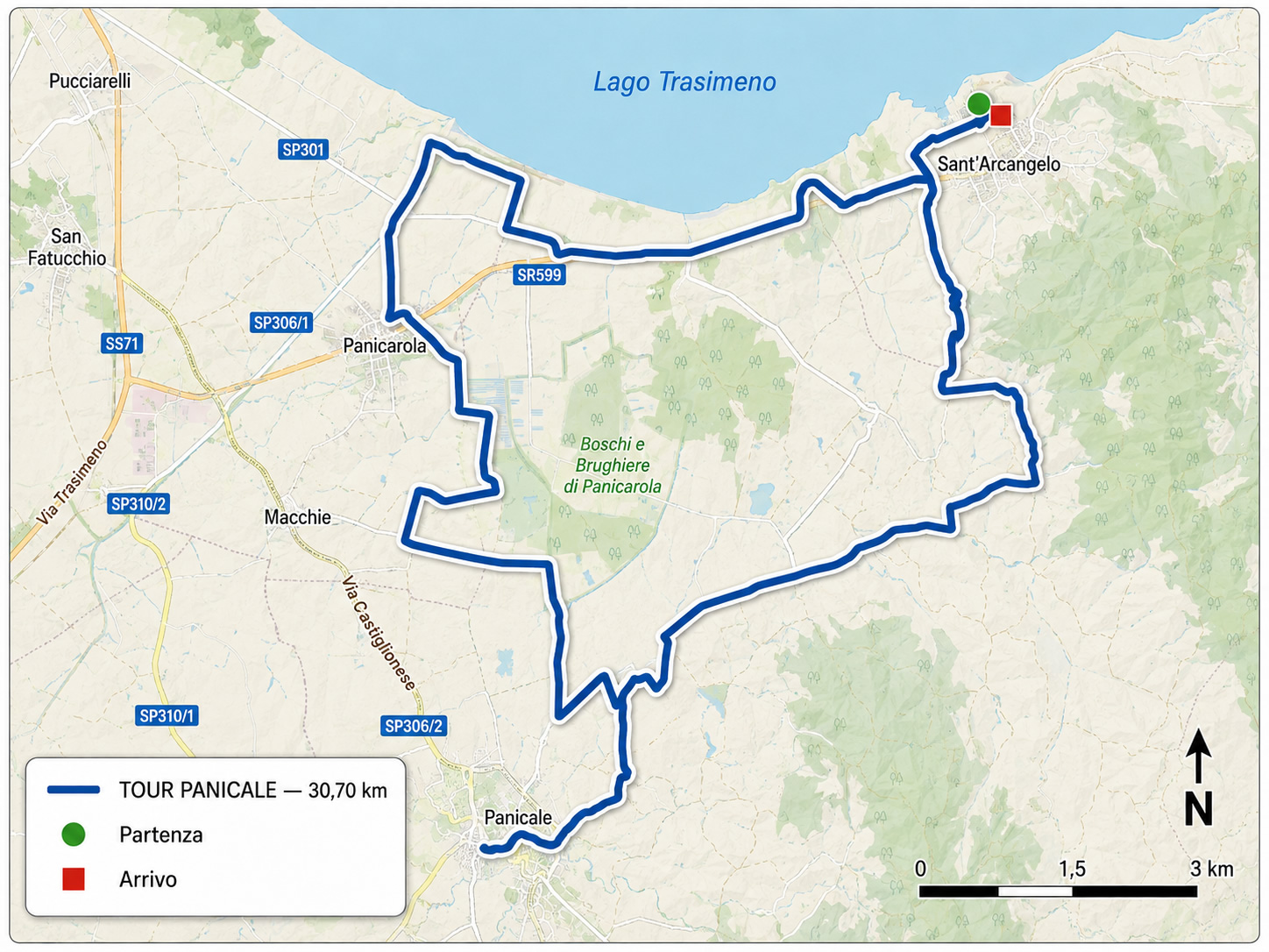 Mappa del Tour Panicale al Lago Trasimeno
